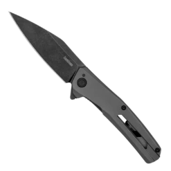 Kershaw Gray PVD Flyby Assisted Flipper Knife, BlackWashed Modified Wharncliffe Blade