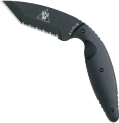 Ka-Bar Large TDI Law Enforcement Tanto Fixed Blade Knife, Black Serrated Blade