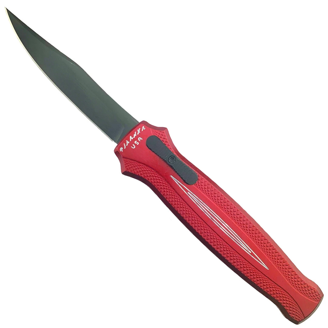 Piranha P-19RT Red Rated-R OTF Auto Knife, 154CM Black Blade 3 Piranha P-19RT Red Rated-R OTF Auto Knife, 154CM Black Blade