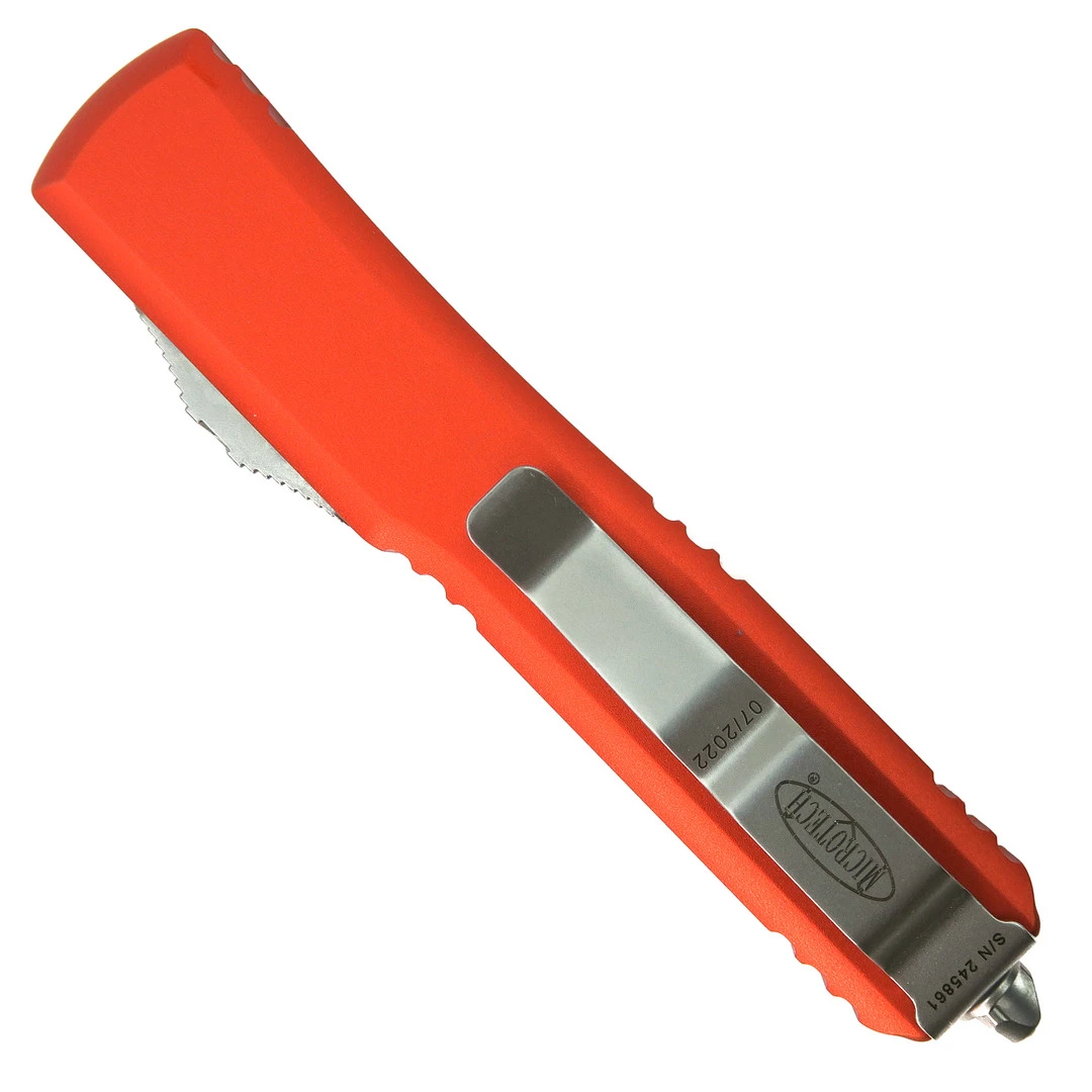 Microtech 122-10OR Orange Contoured Ultratech D/E OTF Auto Knife, Double Edge Stonewash Blade 4 Microtech 122-10OR Orange Contoured Ultratech D/E OTF Auto Knife, Double Edge Stonewash Blade - Image 2
