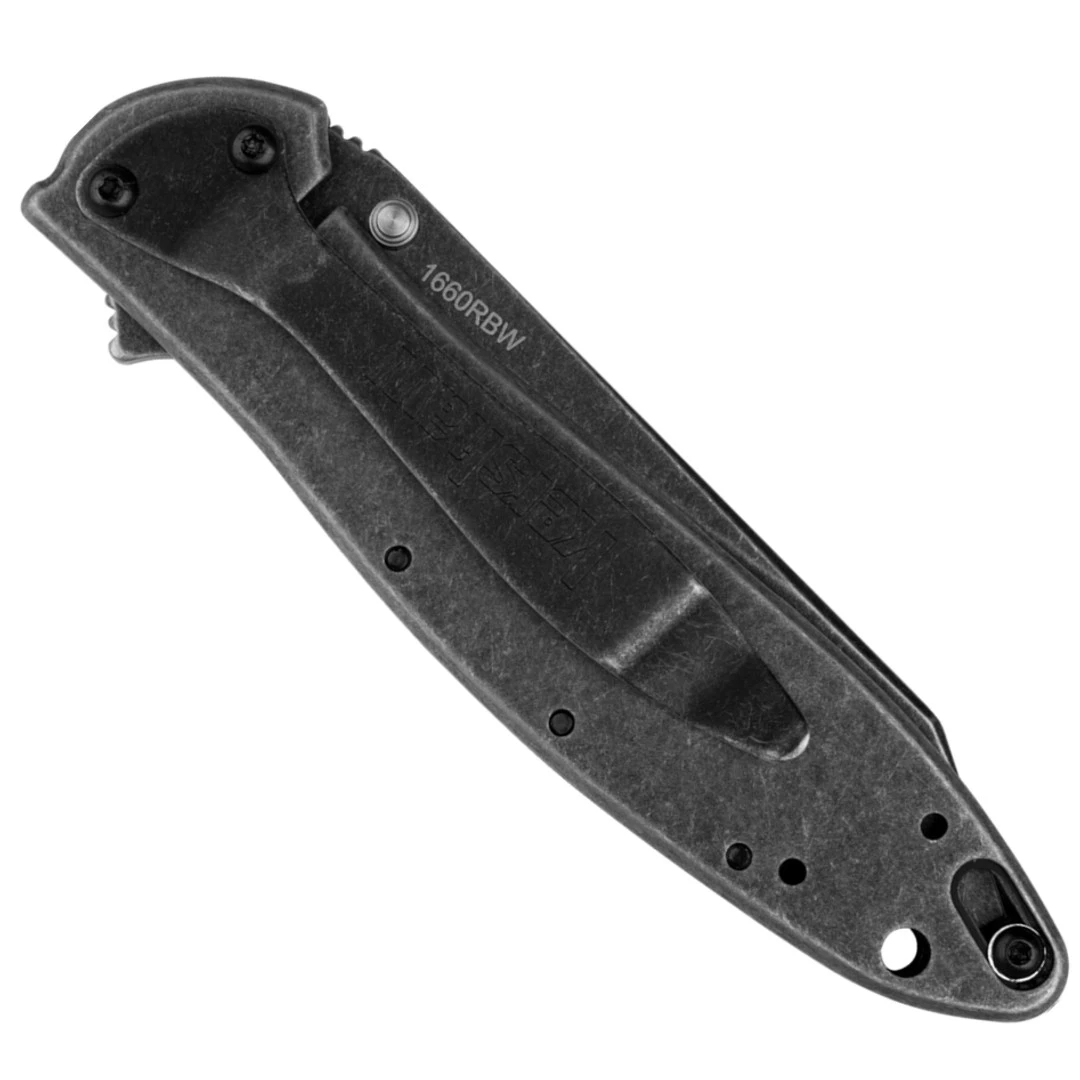 Kershaw BlackWash Random Leek Spring Assist Knife, Reverse Tanto 4 Kershaw BlackWash Random Leek Spring Assist Knife, Reverse Tanto - Image 2