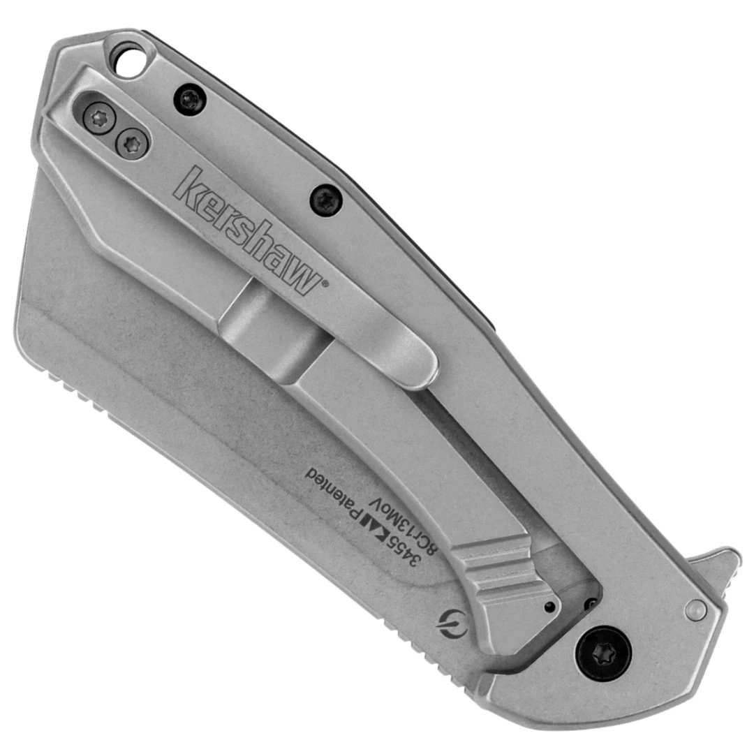Kershaw Bracket Assist Flipper Knife, Stonewash Cleaver Blade 4 Kershaw Bracket Assist Flipper Knife, Stonewash Cleaver Blade - Image 2