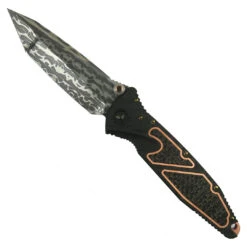 Marfione Custom Copper Trim Carbon Fiber Socom Elite TE Folder, Wasphead Damascus