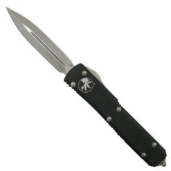 Microtech Contoured Ultratech OTF Auto Knife, Dagger Apocalyptic Stonewash Blade