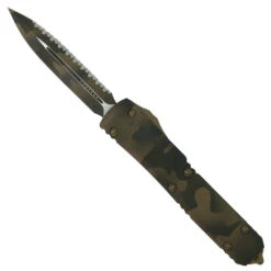 Microtech Signature Series Coyote Camo Ultratech OTF Auto Knife, Full-Serrated Blade
