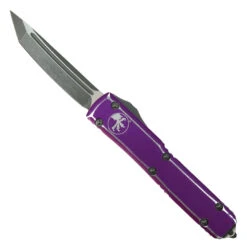 Microtech Distressed Violet Ultratech OTF Auto Knife, Tanto Apocalyptic Blade