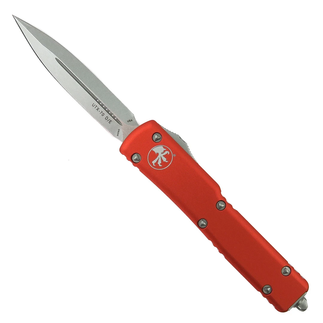 Microtech Orange UTX-70 OTF Auto Knife, Stonewash Dagger Blade 3 Microtech Orange UTX-70 OTF Auto Knife, Stonewash Dagger Blade