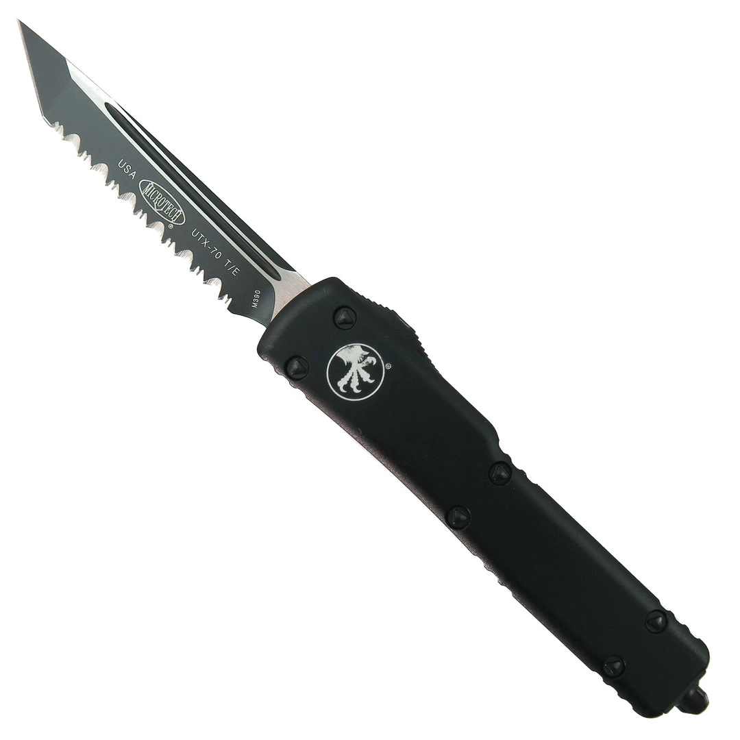 Microtech UTX70 OTF Auto Knife, Black Tanto Serrated Blade 3 Microtech UTX70 OTF Auto Knife, Black Tanto Serrated Blade