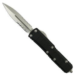 Microtech Signature Series UTX-85 OTF II Auto Knife, Stonewash Part Serrated Blade
