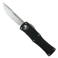 Microtech Hera OTF Knife, Stonewash Part Serrated Blade
