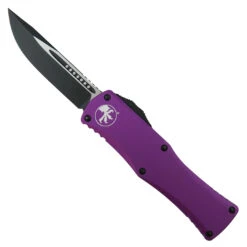 Microtech Violet Hera OTF Knife, DLC Black Drop Point