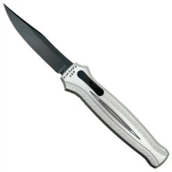 Piranha P-19ST Silver Rated-R OTF Auto Knife, 154CM Black Blade