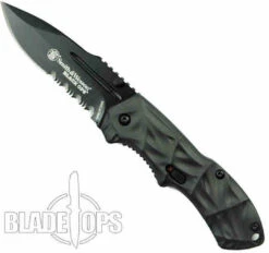 Smith & Wesson Small Black Ops Spring Assist Knife, Drop Point Combo Blade -Knife Promotional Store SWBLOP3SMS 4 07147.1533222052