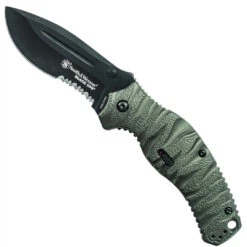 Smith & Wesson Black Ops Spring Assist Knife, Black Combo Blade, SWBLOP4BS
