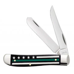 Case Stripes Of Service Smooth Black Bone With Green Inlay Mini Trapper